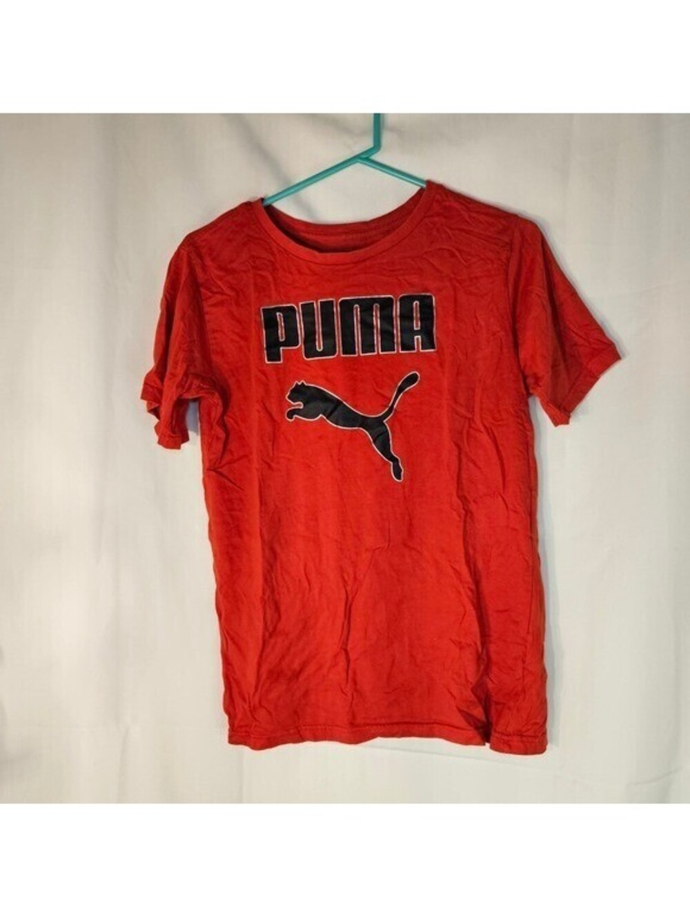 Puma Graphic T-Shirt Short Sleeve Logo Tee Activewear Red Size Youth